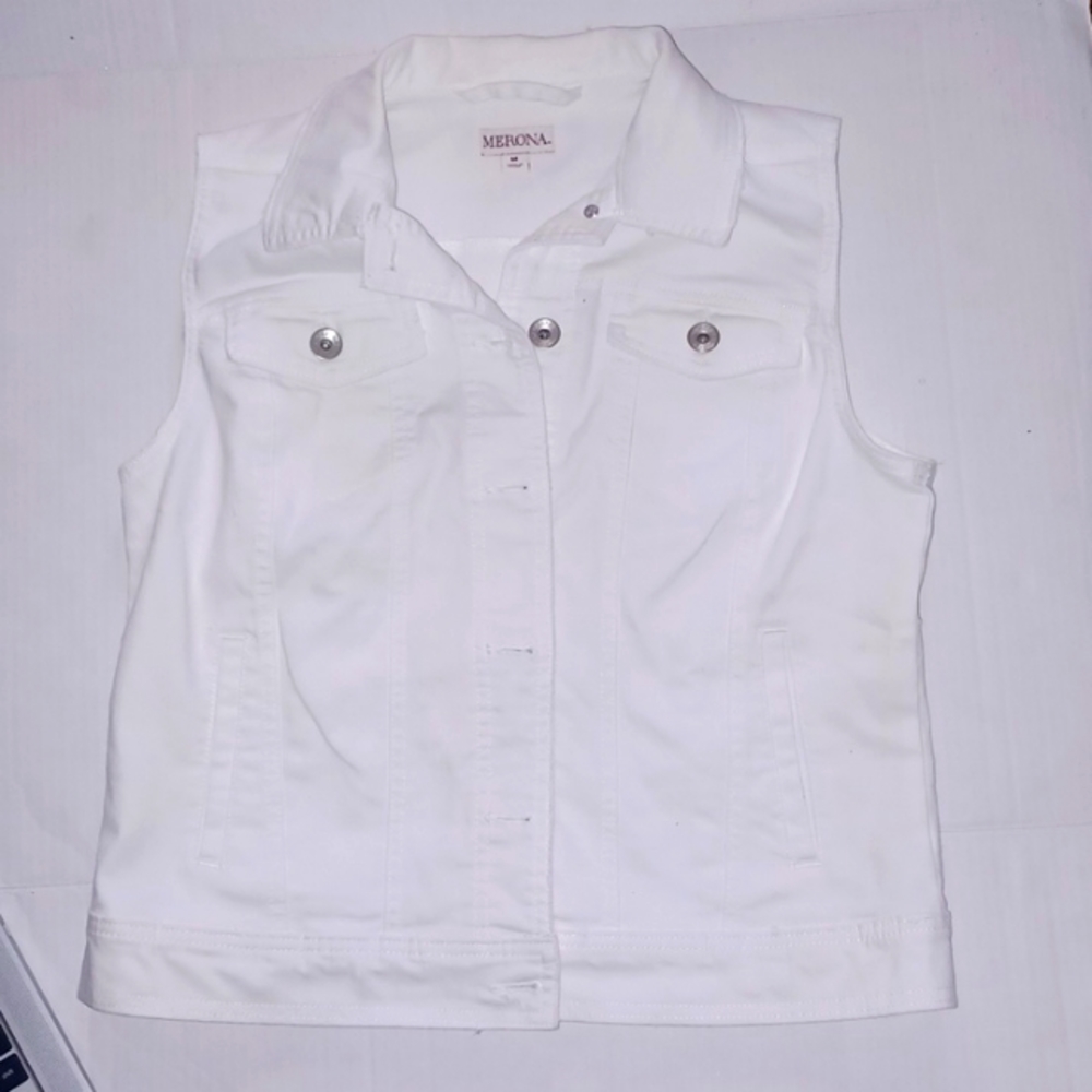 Merona  M Sleeveless Jean Vest White